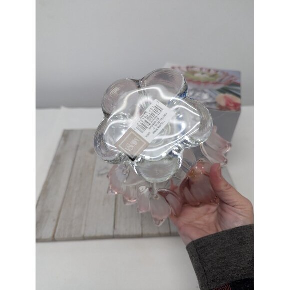 Mikasa Tulips Frosted Pink Pedestal Footed Bowl 7" in Box - Picture 4 of 6